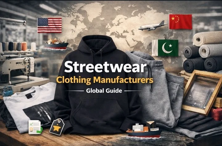 Streetwear clothing manufacturers producing hoodies t shirts and joggers in a modern apparel factory